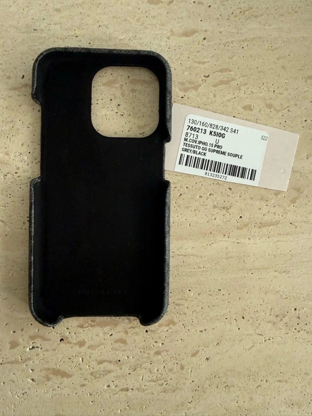 NWT Authentic Gucci Ophidia GG Supreme iPhone 15 Pro Case Grey/Black